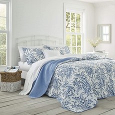[미국] 510987 Laura Ashley Home | Bedford Collection | Luxury Premium Ultra Soft Quilt Coverlet Comfo