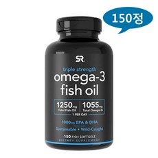 스포츠리서치 트리플 스트렝스 오메가-3 피쉬오일 1250mg 150 sg Sports Research Triple Strength Omega-3 Fish Oil 1250, 150정, 1개