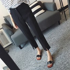 굿씽골프 일자핏슬렉스 여성 스트레이트핏 와이드 루즈핏 슬림핏 카고바지 여름 얇은 타입 스키니 트임 절개 슬릿 9부 캐쥬얼