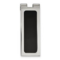 19.98mm 스테인리스 스틸 광택 블랙 오닉스 세팅 머니홀더 남성 주얼리 선물