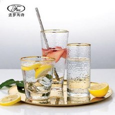 프놈펜 홈카페셋트 언더락 밀크글라스 플로리스 일식 망치무늬 금테 유리컵 가정용 잔 물잔, 01 망치나무무늬 머그(소)