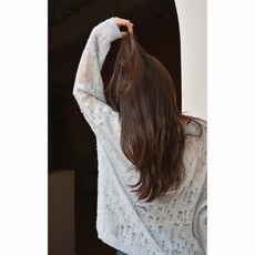 생활도움 미샤 라운드 펀칭 해짐 니트 여성 루즈핏의 얇은 블라우스 스타일링 니트
