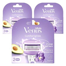 Venus 컴포트글라이드 인빌트 솝 젤 바 인퓨즈 아보카도 & 프레시아 센트, 3개, 2개입