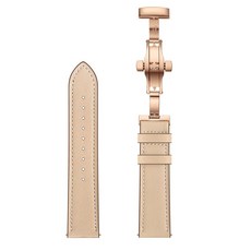엔인원 갤럭시워치 3 액티브 기어 가죽 스트랩 스테인리스 메탈 디버클 밴드 시계줄, 20mm, 로즈골드, 아이보리 스트랩