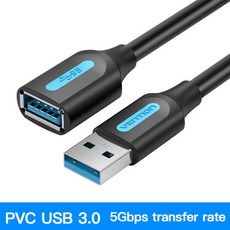 Vention USB 연장 케이블 노트북 PC 스마트 TV PS4 Xbox One SSD용 데이터 코드 수암 USB 연장 케이블 3.0, 02 USB 3.0 Cable Black