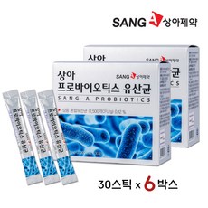 상아제약 3세대 프로바이오틱스 유산균 분말 스틱 김치유산균 우유유산균 포스트 신 바이오틱스 프락토올리고당 온가족 유아 성인 어린이유산균 프리바이오틱스 루테리유산균, 6박스, 30스틱