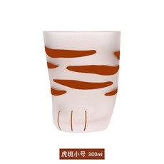 고양이발컵 마니또선물 일본 귀여운 고양이 발 컵 유리 젖빛 고양이 발 컵 우유 컵 유리, 태비 소