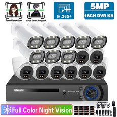 영어 설명서 5MP 16 채널 CCTV DVR 홈 카메라 보안 시스템 키트 8CH 풀컬러 야시 DVR 카메라 영상 감시 시스템 키트 16CH, 없다, 미국 플러그, 16채널 dvr 16개의 캠, 1개 - dvr16ch