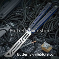 연습용발리송 발리 송 트레이너 플리퍼 Butterflyknifestore theone 노틸러스 클론 알루미늄 합금 라이닝 G10 패치 부싱 EDC 나이프, [06] Black and Blue, 1개