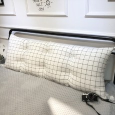 마레탑 북유럽 침대 헤드 쿠션 벽쿠션 가드 사각 롱쿠션, 02.핑크 체크