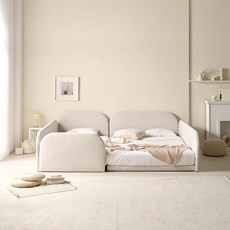 베디스 샌디 패브릭 저상형 침대 퀸 풋보드