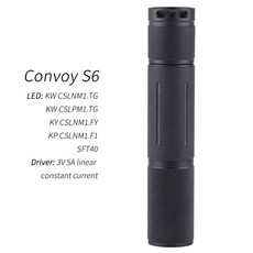 Convoy S6 블랙 18650 손전등 후레쉬 토치 랜턴 KW CSLNM1.TG SFT40 CSLPM1.TG KY CSLNM1.FY KP CSLNM1.F1, without battery, 1개