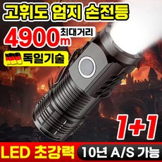 독일 1/1+1 엄지 미니 고휘도 손전등 초강력 LED 휴대용 미니 손전등 충전식 후레쉬 캠핑 방수 랜턴 서치라이트 조명 포장증정, 블랙, 1개