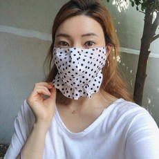 [미스블혹] 여성 여름 인견 프릴 체크 도트 안감매쉬 여름마스크