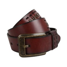 BUCKAROO 버커루 남여공용 금속 로고 소가죽 벨트