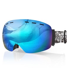 WISH SUN 남여공용 눈보호용 변색렌즈 방풍 자외선차단 스키 스노보드 고글, 블루