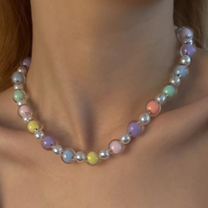 멀티컬러진주목걸이