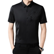 남자 댄스복 셔츠 엠보스판 헴 반팔 셔츠 7W356