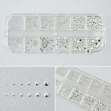 트렌드 메탈 반참x반볼 12세트-2 /실버참/메탈참/참파츠/네일스터드/네일참, 없음, 반참x반볼 12세트-2/실버참