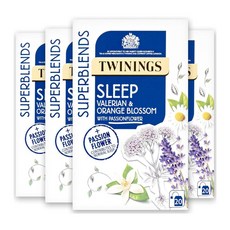 Twinings 트윈잉스 슈퍼블렌드 슬립 티 - 발레리안 뿌리 & 오렌지 블라썸 허브 티 20개입 4팩