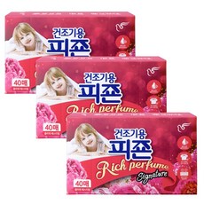 피죤 건조기용 시트 섬유유연제 시그니처 플라워페스티벌, 40개입, 3개