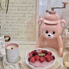 곰돌이빙수기 아이스크러셔 수동 빙삭기 가정용 레트로, 펭귄-블랙, 1개