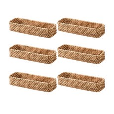 무인양품 MUJI 적층식 라탄 직사각형 수납 바스켓 SS 4549337525702, 베이지, 6개
