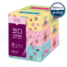 코디 스위티베어 200매x6입 미용티슈, 1팩