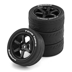 4pcs 68mm 1/10 RC 경주 용 자동차 타이어 도로 투어링 드리프트 자동차 타이어 휠 TT01 TT02 XV01, 검은색