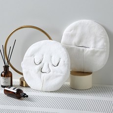 핫 압축 수건 마스크 스팀 얼굴 압축 페이스 타올 냉찜질, 랜야드가 있는 3개의 구멍 - 24x24cm, 1개입