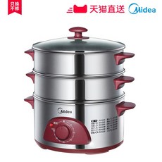 대형 전기 찜기 랍스타 랍스터 킹크랩 계란삶는기계 Midea 가정용 다기능 소형 대용량, 진한 빨간색
