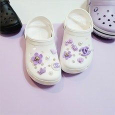 샤샤 -퍼플 세트(12pcs) -샤샤 보라색 까멜리아 샤록스 럭셔리 명품스타일 보라세트 슬리퍼 악세사리 신발꾸미기 써니데코덴