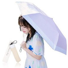 미용 외과 의사 감수 초경량 불과 128g 접기 우산 콤팩트 양산 청우 겸용 자외선 차단 100% 완전 차광 차열 여성 접다 자동 개폐 스카이블루/화이트