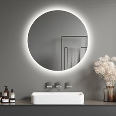 욕실 백라이트 스마트 미러 Led 터치 스크린 벽에 장착 된 안개 방지 거울 원형, 70cm, 21 Double touch white light +, 1개