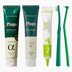 플라고 반려동물 구강관리 세트 플러스치약+알파자임치약+덴티덤치약+기본칫솔+송곳니칫솔, 2세트, 220g