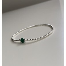 [SSERENE] "2mm" 실버비드 에메랄드 팔찌 2mm Silver Bead Bracelet with Emerald