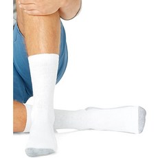 HANES MEN 주의 CUSHION CREW SOCKS (12-PAIRS: 롱월: 114 SOCK: 13일 화이트)