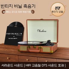 빈티지 블루투스 턴테이블 LP플레이어 엔틱 캠핑 레트로 LP 축음기, H.(옵션사진참조)5W충전식+브라운+3600mAh - 우효lp