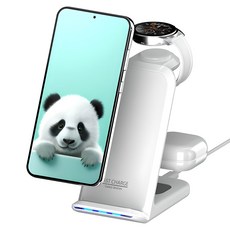 제이원 휴대폰 블루투스 이어폰 갤럭시워치 멀티 고속 무선 충전 스탠드 23W, 화이트, 1개 화이트, 1개