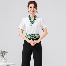 작업복 호텔 회의실 족욕 기사 2020여름신상 미용, C03-그린색 패키지