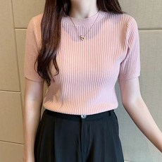 메이스 여성 슬림 5color 니트 반팔티