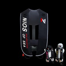 니오스 낚시 자동팽창식구명조끼 다이브 해양수산부 KOMSA 무상점검 및 무상 소모품교환, 블랙+핑크