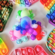 KC인증 푸쉬팝버블 레인보우 스트레스뽁뽁이 말랑이 팝잇 팔찌 스퀴시 모찌 집콕놀이 장난감 고양이 아이스크림 파인애플 게임기 핸드폰 휴대폰 어몽어스 권총 키링 열쇠고리 푸쉬팝 파빗, 13. 문어 팝잇 키링 / 핑크스카이
