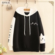 마법고양이성 고양이 후드티A240210, M, 블랙