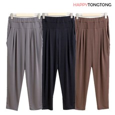 해피통통 여성 쿨배기 바지 빅사이즈 여름용 아이스 쿨팬츠 밴딩 냉장고 오피스룩 미시룩