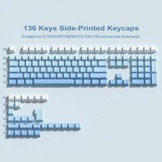 세라믹키캡 Gateron Cherry MX 게이머 기계식 키보드용 핑크 탑 프린트 백라이트 PBT 키캡 더블 샷 샤인 스루 132 키, Cherry blue