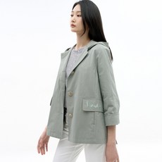 [지센창원]여성 장식 단추 후드 숏 코트 2색 LCCAN226