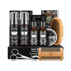 Beard Grooming Kit with 2 Pack Beard Original Oil 수염 정리 키트 2팩 수염 오리지널 오일 수염 밤 애프터 셰이브 로션용 워시 & 컨디, Beard Care Kit