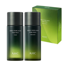 AHC 온리포맨 포어 프레쉬 스킨케어 남성 2종 세트, 토너 150ml + 에멀전 150nl, 3세트