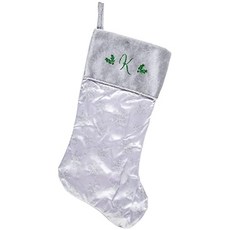 MONOGUPMED 크리스마스 주식 실버 플래시 눈송이 녹색 스크립트 Flash Flash (Initial K Silver With Green Script Glitter), 본상품